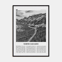 North Cascades National Park Poster Black Wood / 8x12 in Nbourhood Travel B&W Poster