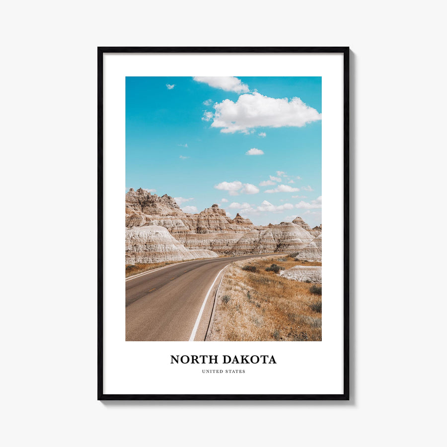 North Dakota colorful classic poster of United States – vertical wall art, unframed print shown in interior mockup