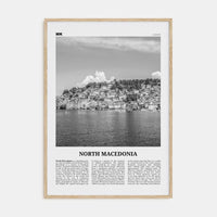 North Macedonia Poster Natural Wood / 8x12 in Nbourhood Travel B&W Poster