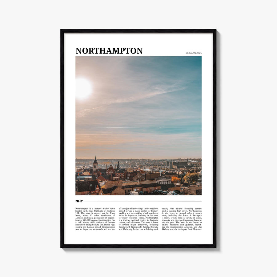 Northampton colorful travel poster of United Kingdom – vertical wall art, unframed print shown in interior mockup