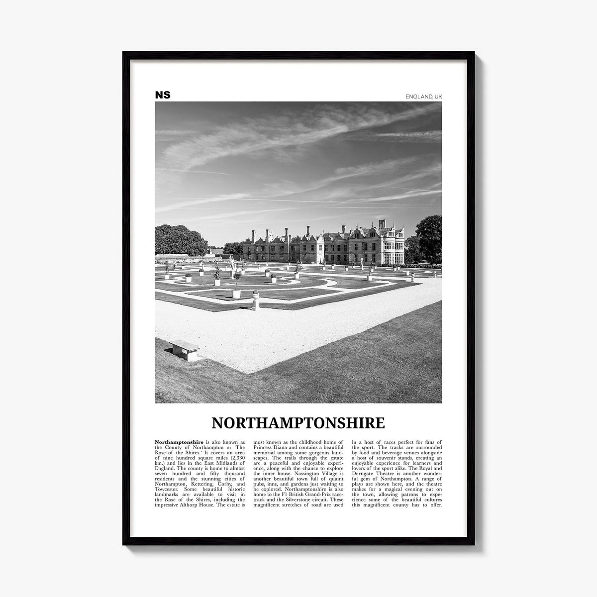 Northamptonshire Newspaper Poster, framed poster mockup