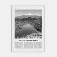 Northern California Poster White Wood / 8x12 in Nbourhood Travel B&W Poster