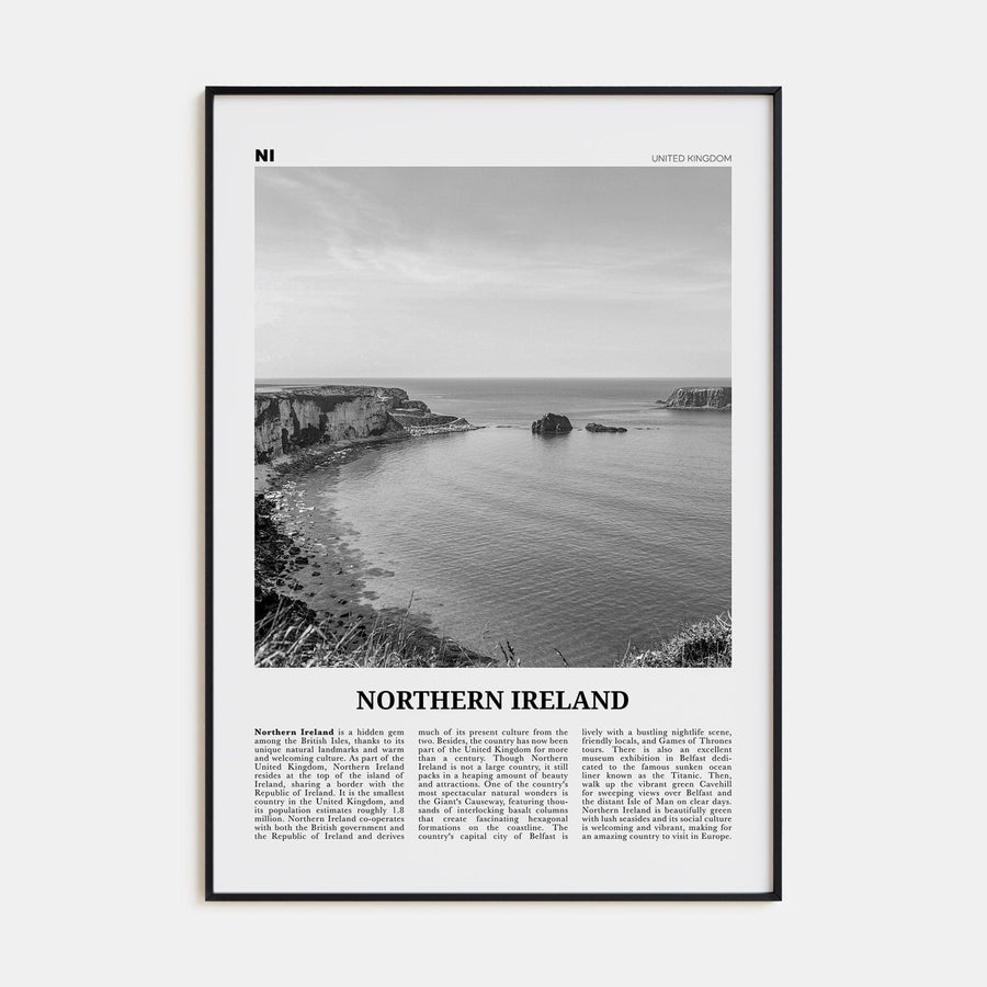 Northern Ireland Poster None / 8x12 in Nbourhood Travel B&W Poster