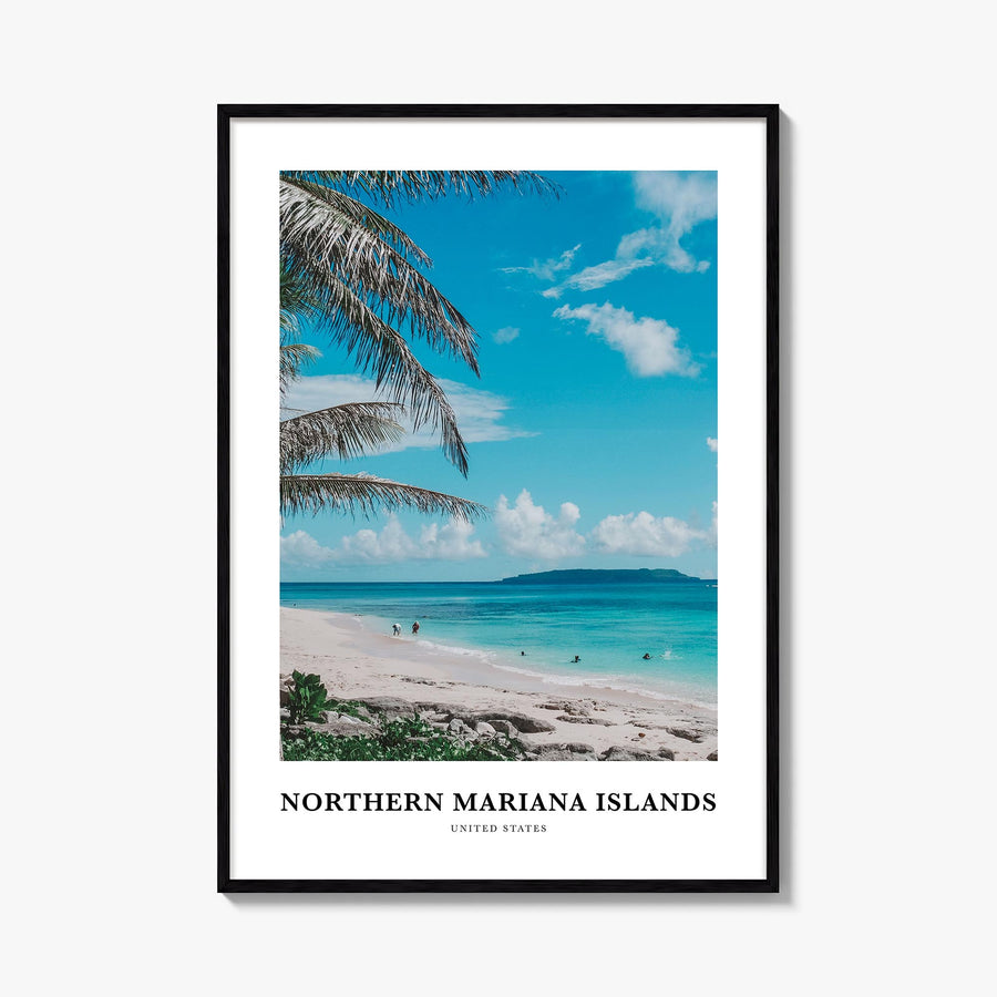 Northern Mariana Islands colorful classic poster of Oceania – vertical wall art, unframed print shown in interior mockup