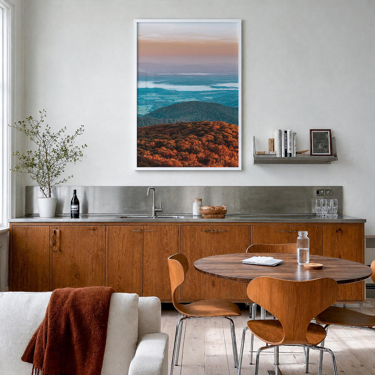 Northern Virginia colorful photo poster of Virginia, USA – vertical wall art in white wood frame, hanging on wall