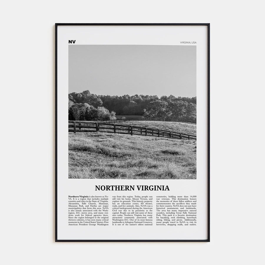 Northern Virginia Poster None / 8x12 in Nbourhood Travel B&W Poster