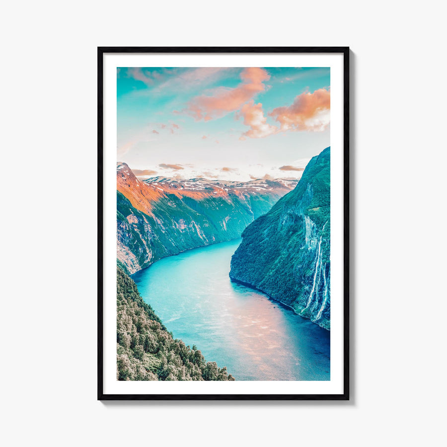 Norway colorful photo poster of Europe – vertical wall art, unframed print shown in interior mockup