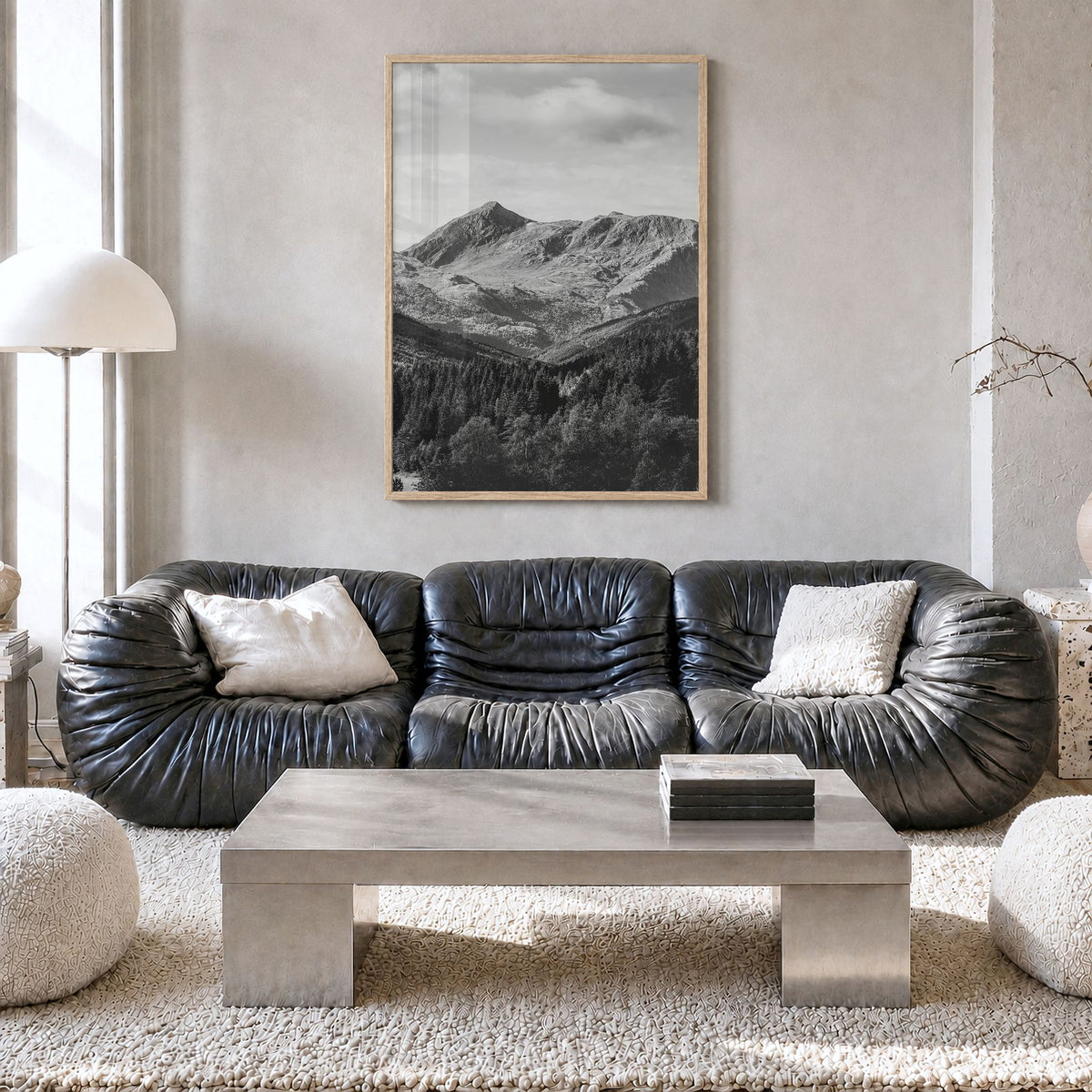 Norway Photo No 2 Poster in a natural wood frame, hanging in a living room, full image (no border)