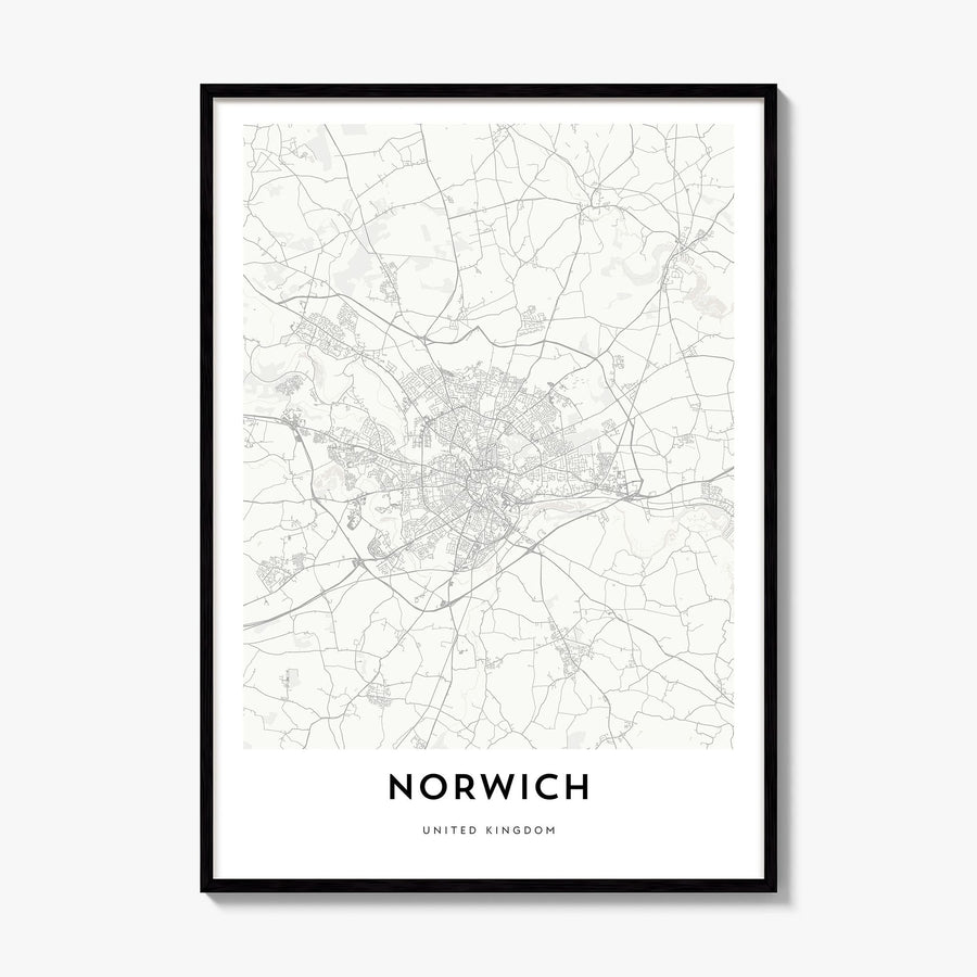 Norwich Map Poster, framed poster mockup