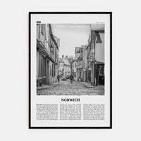 Norwich Poster Black Wood / 8x12 in Nbourhood Travel B&W Poster