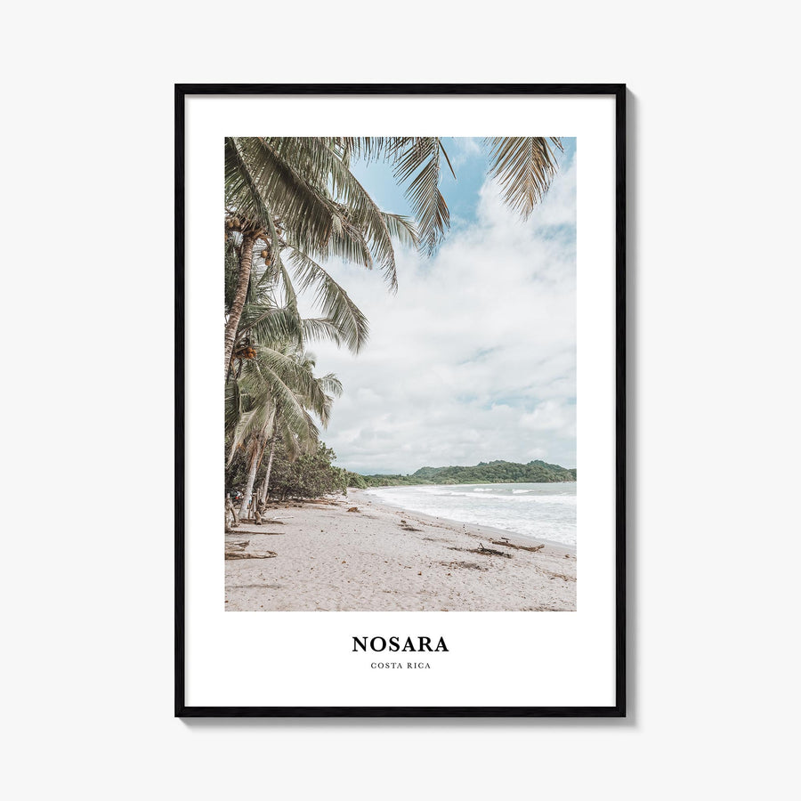 Nosara colorful classic poster of Costa Rica – vertical wall art, unframed print shown in interior mockup