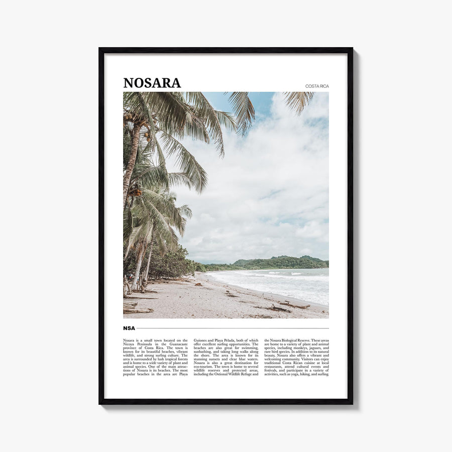 Nosara colorful travel poster of Costa Rica – vertical wall art, unframed print shown in interior mockup