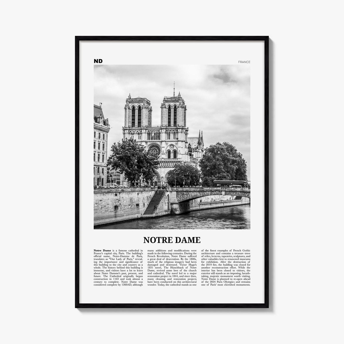 Notre Dame, France Newspaper Poster