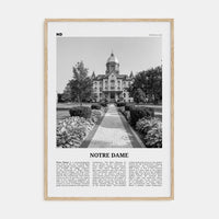 Notre Dame, Indiana Poster Natural Wood / 8x12 in Nbourhood Travel B&W Poster