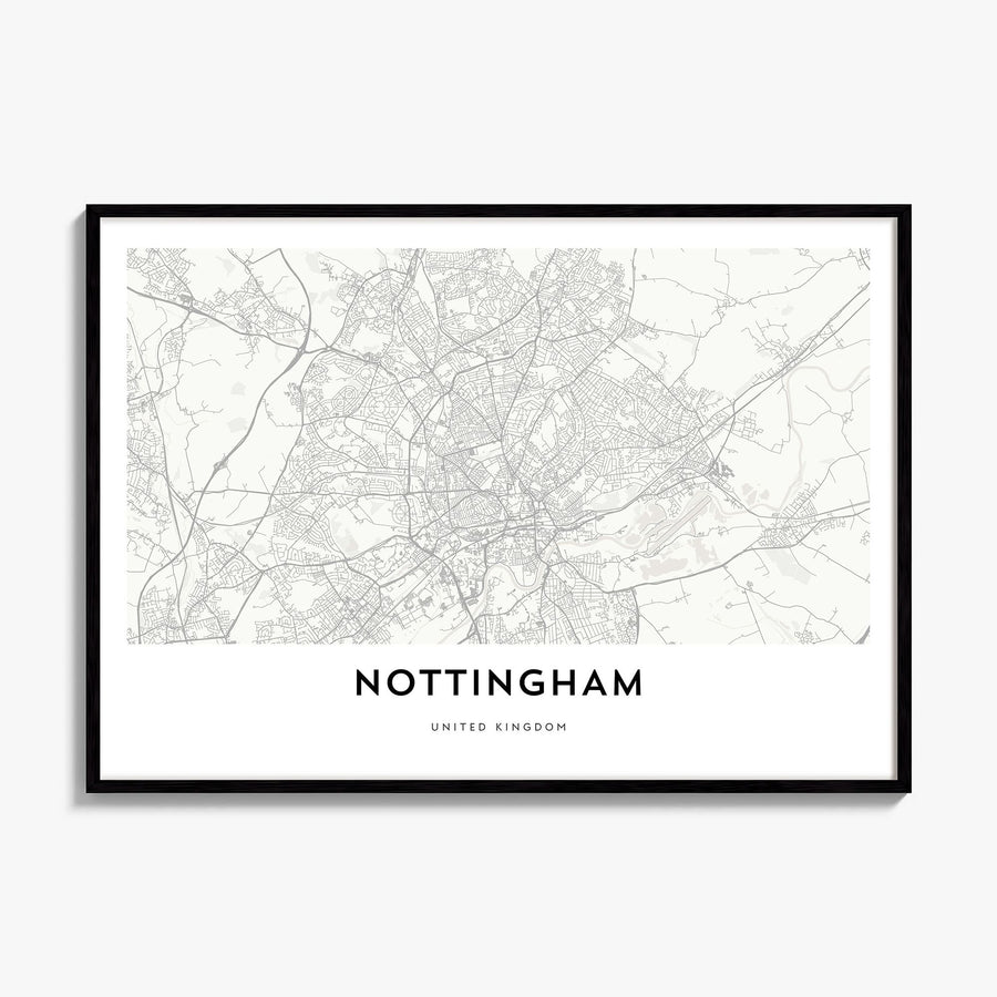 Nottingham Map Poster, framed poster mockup