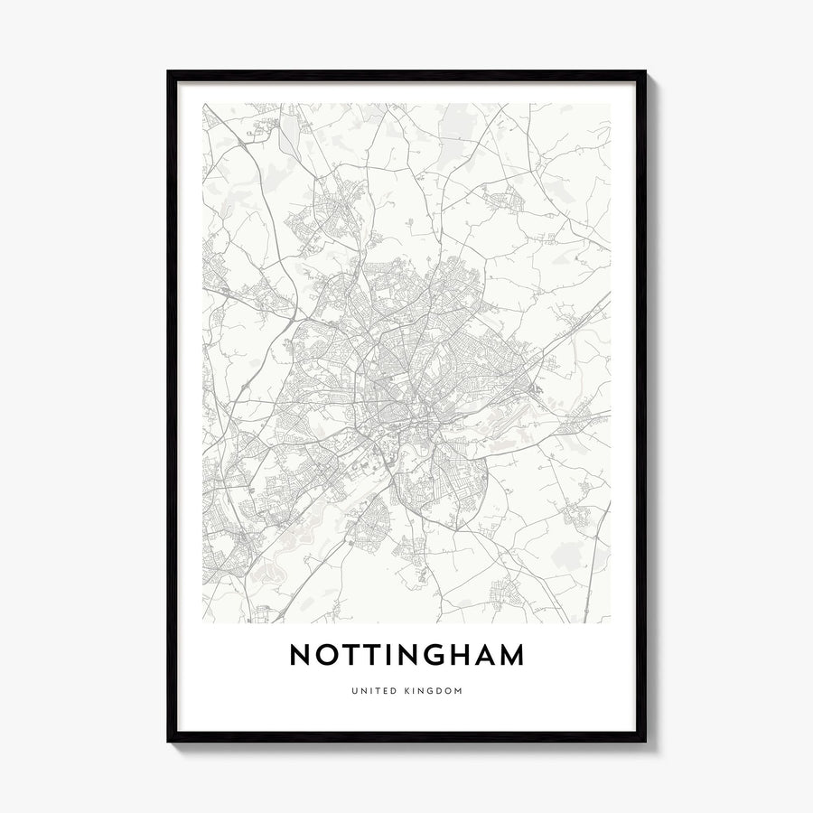 Nottingham Map Poster, framed poster mockup
