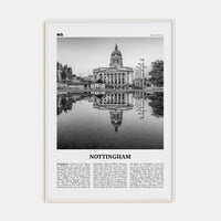 Nottingham Poster White Wood / 8x12 in Nbourhood Travel B&W Poster