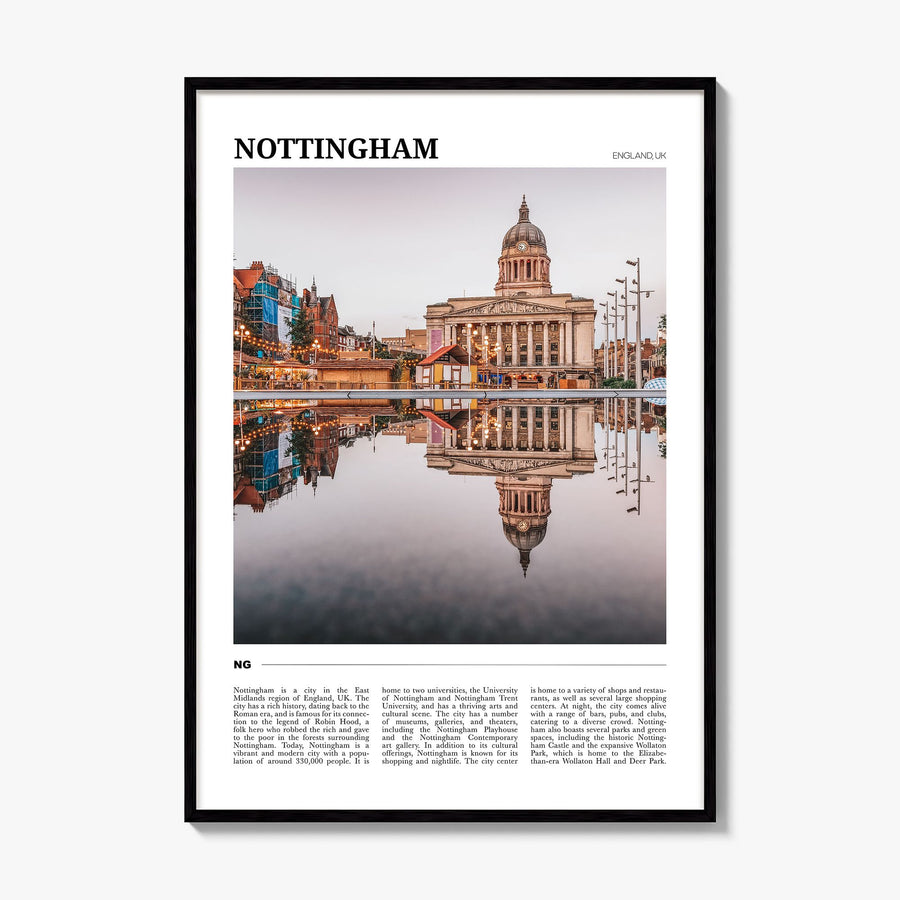 Nottingham Travel Poster, framed poster mockup