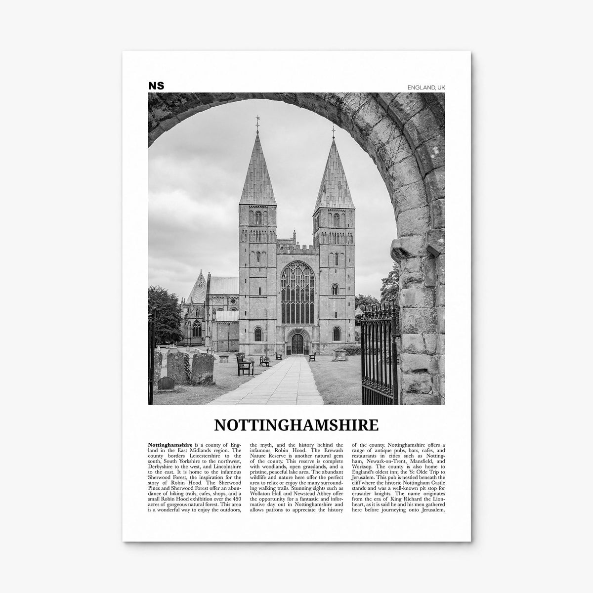 Nottinghamshire Newspaper Poster, print only (unframed)