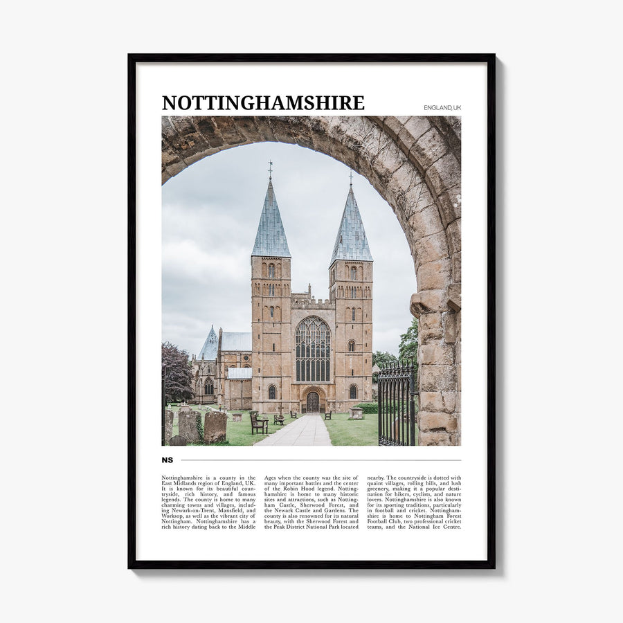 Nottinghamshire Travel Poster, framed poster mockup