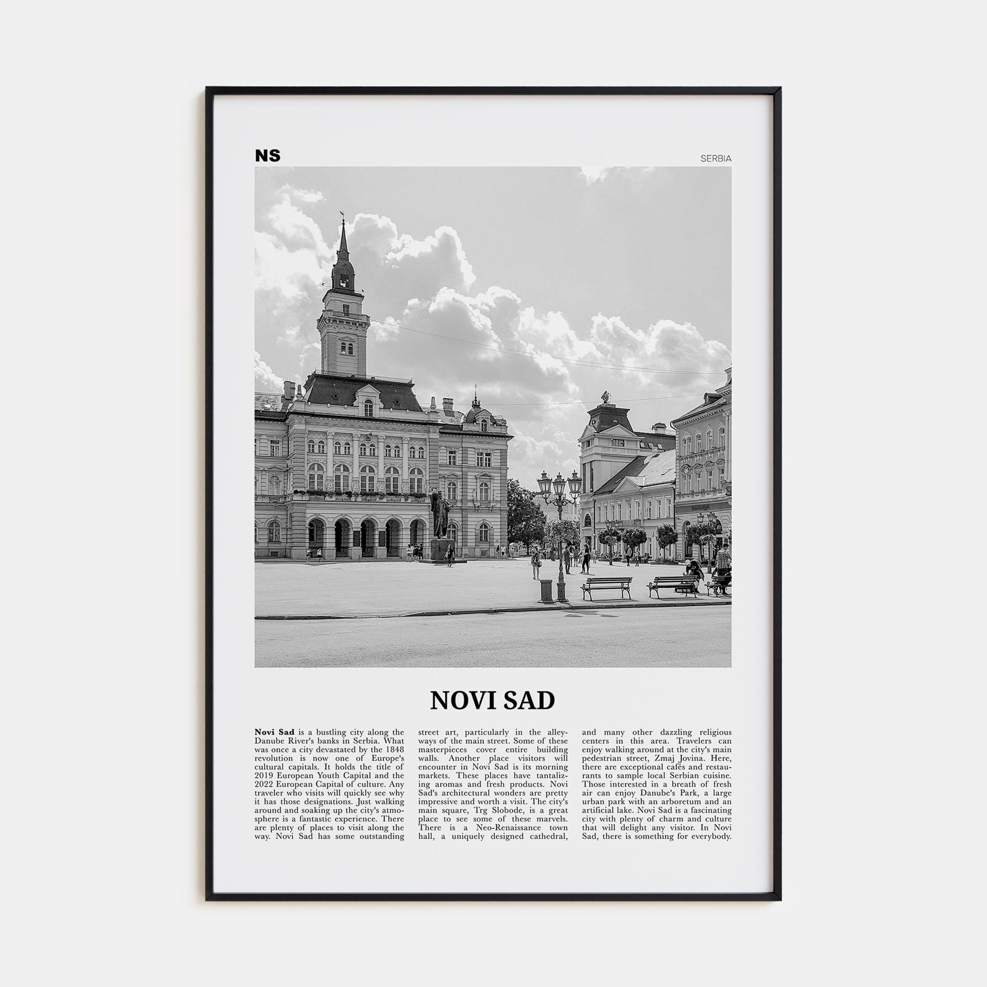 Novi Sad Poster None / 8x12 in Nbourhood Travel B&W Poster