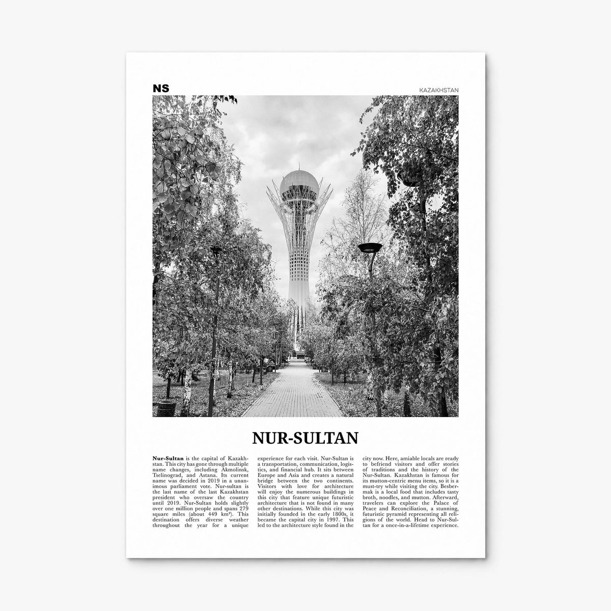 Nur-Sultan Newspaper Poster, print only (unframed)