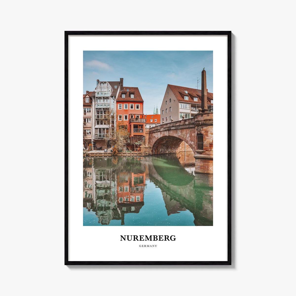 Nuremberg colorful classic poster of Germany – vertical wall art, unframed print shown in interior mockup