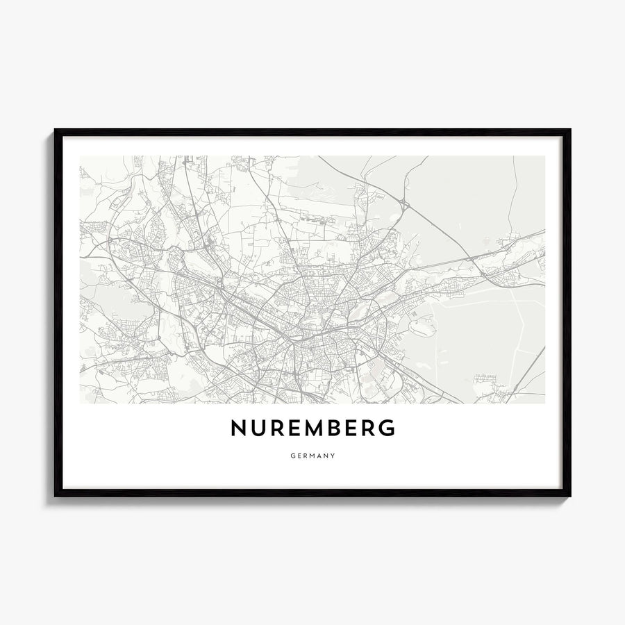 Nuremberg Map Poster, framed poster mockup