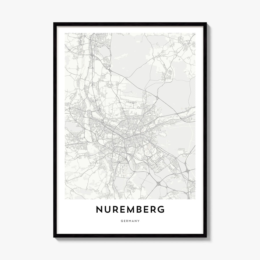 Nuremberg Map Poster, framed poster mockup