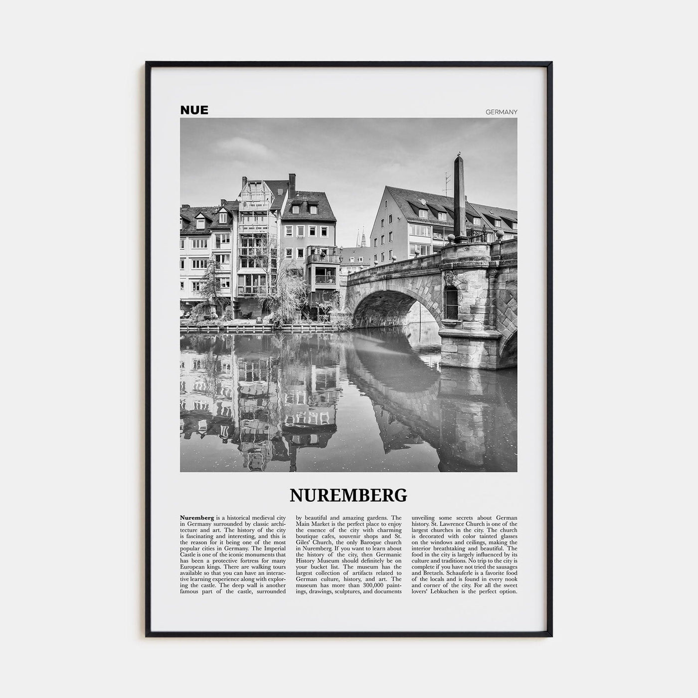 Nuremberg Poster None / 8x12 in Nbourhood Travel B&W Poster