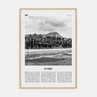 O‘ahu Poster Natural Wood / 8x12 in Nbourhood Travel B&W Poster