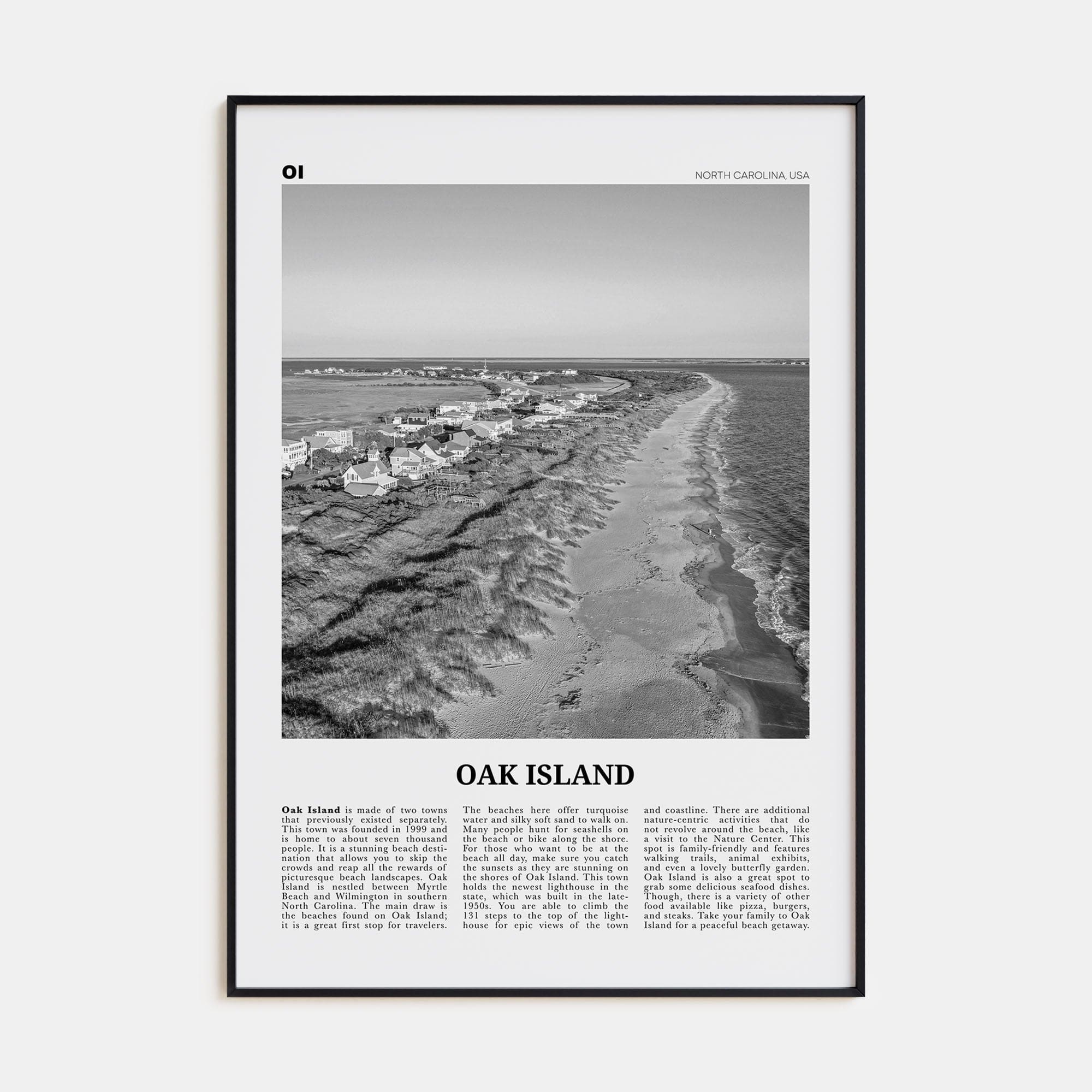 Oak Island Poster None / 8x12 in Nbourhood Travel B&W Poster