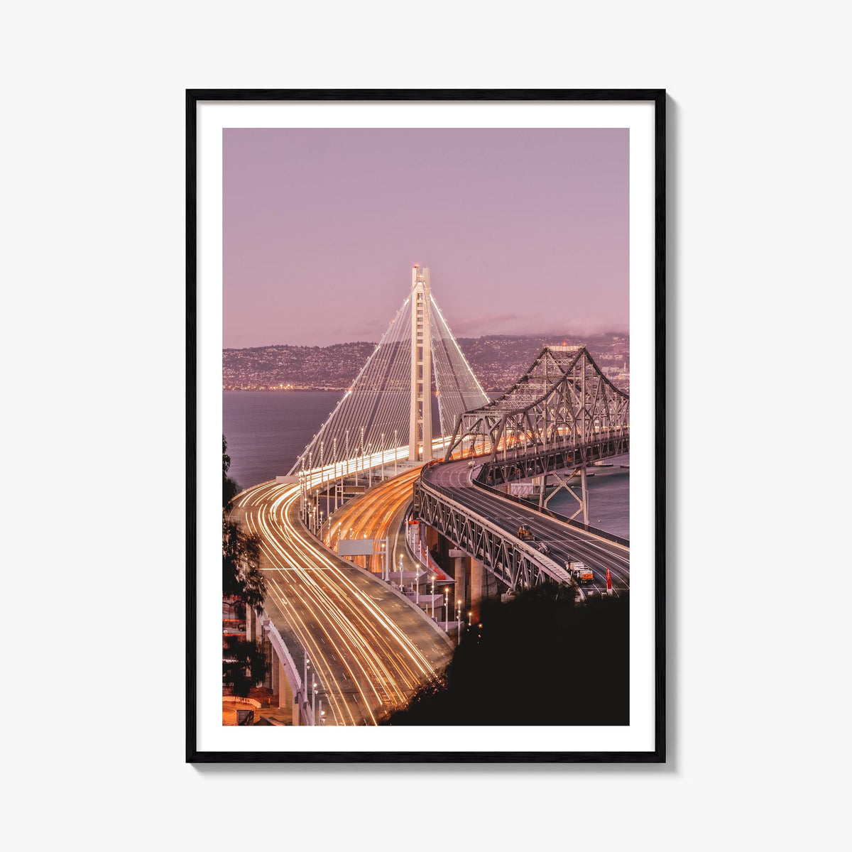 Oakland no. 2 colorful photo poster of California, USA – vertical wall art, unframed print shown in interior mockup