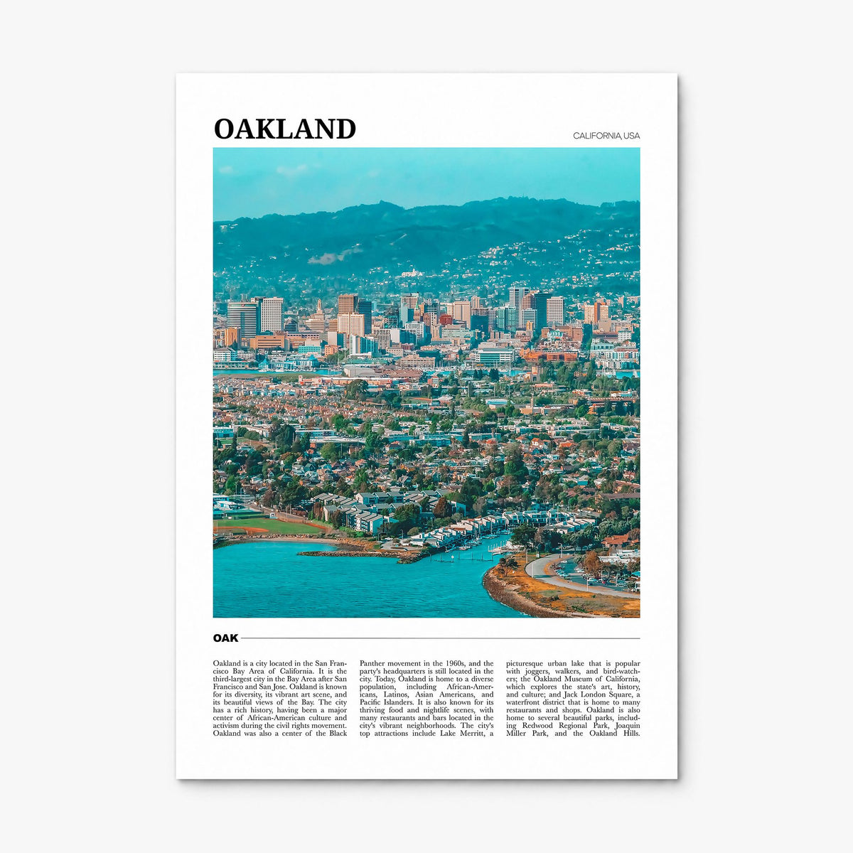 Oakland Travel Poster, print only (unframed)
