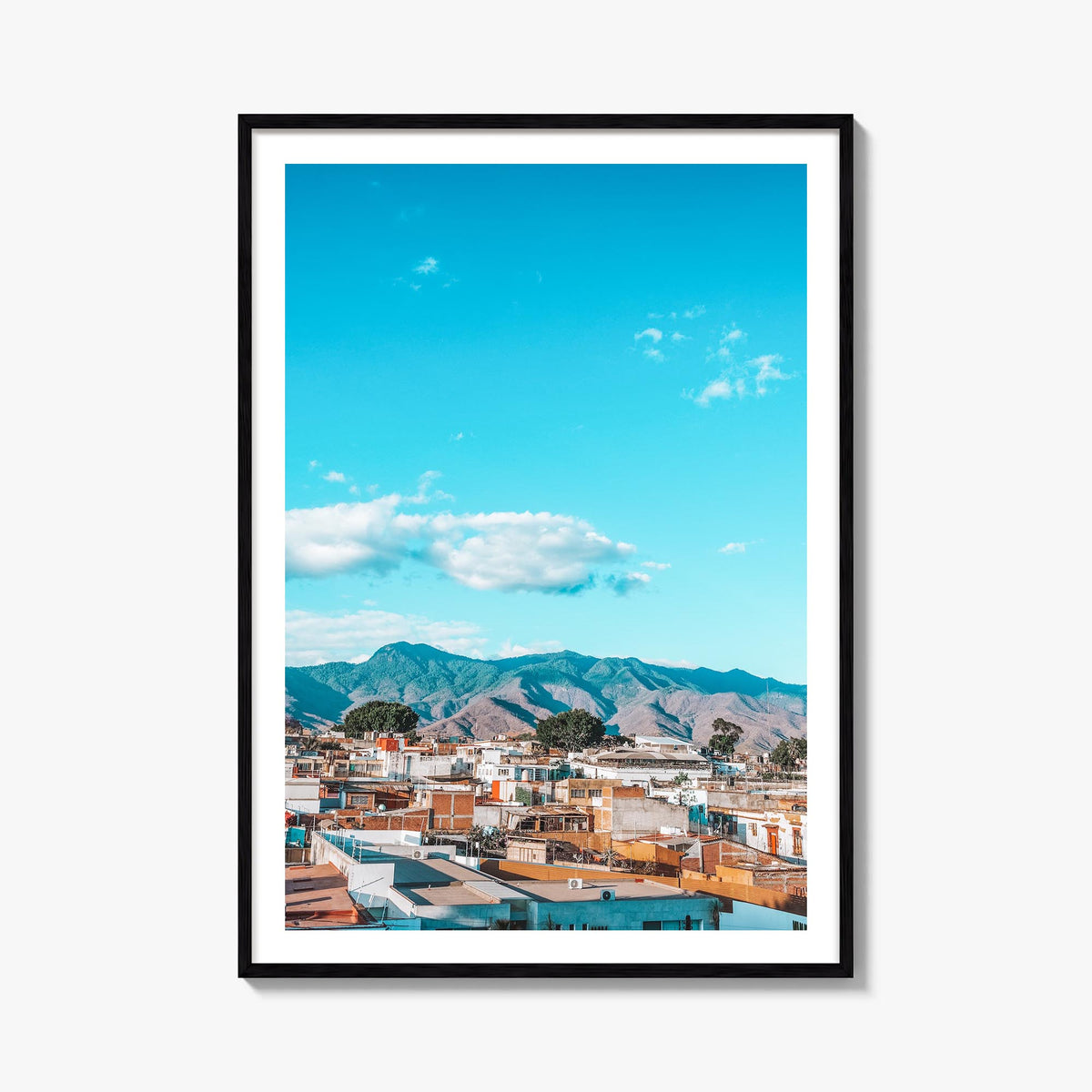 Oaxaca de Juárez colorful photo poster of Mexico – vertical wall art, unframed print shown in interior mockup