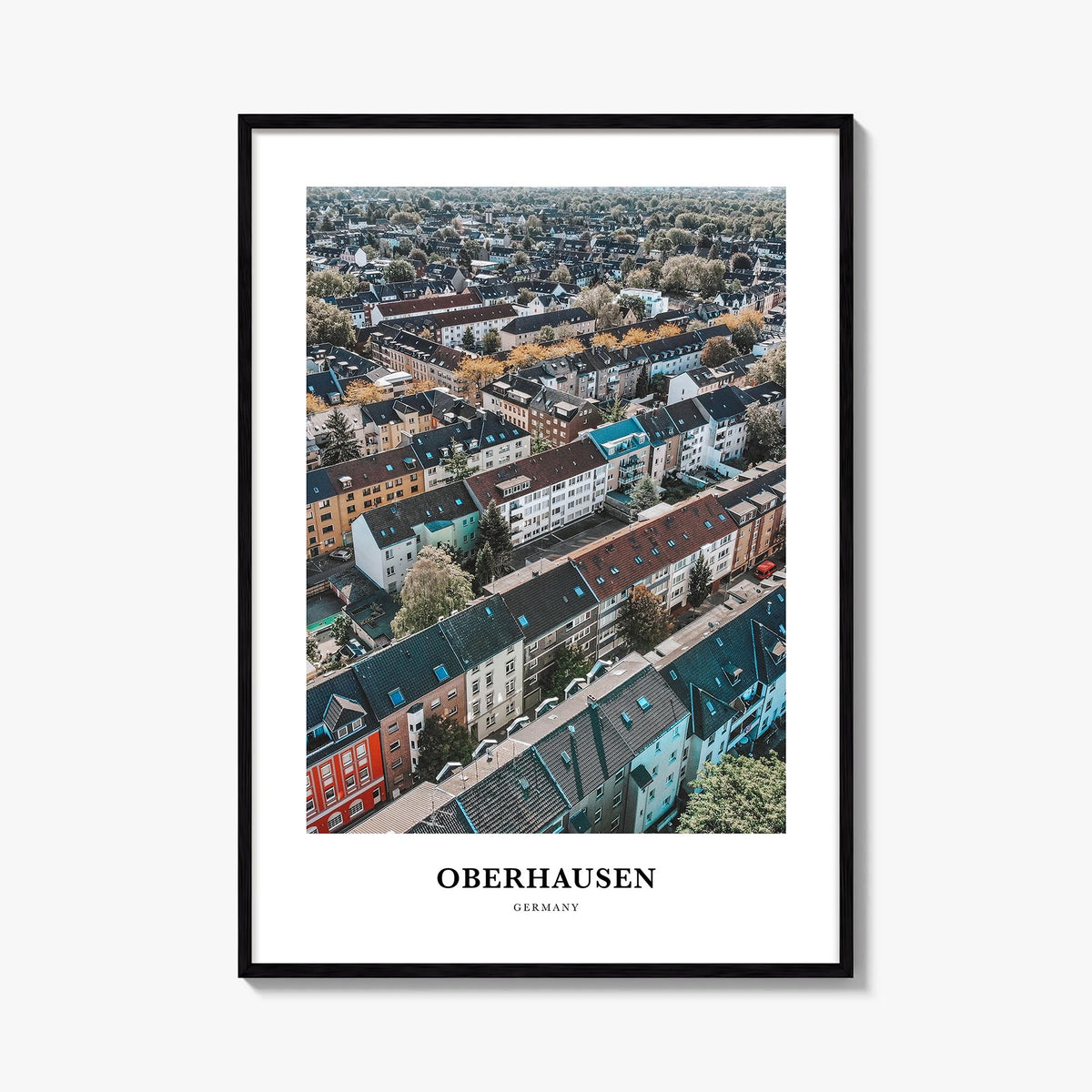 Oberhausen colorful classic poster of Germany – vertical wall art, unframed print shown in interior mockup