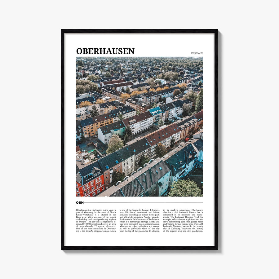 Oberhausen colorful travel poster of Germany – vertical wall art, unframed print shown in interior mockup