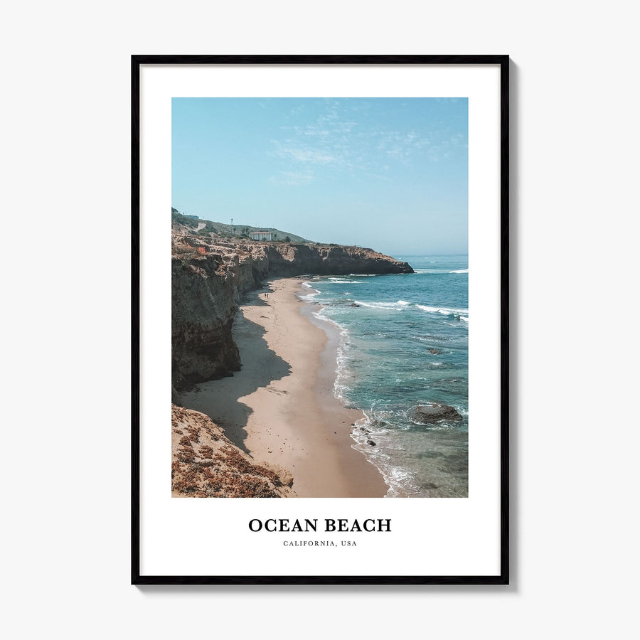 Ocean Beach Classic Poster, framed poster mockup