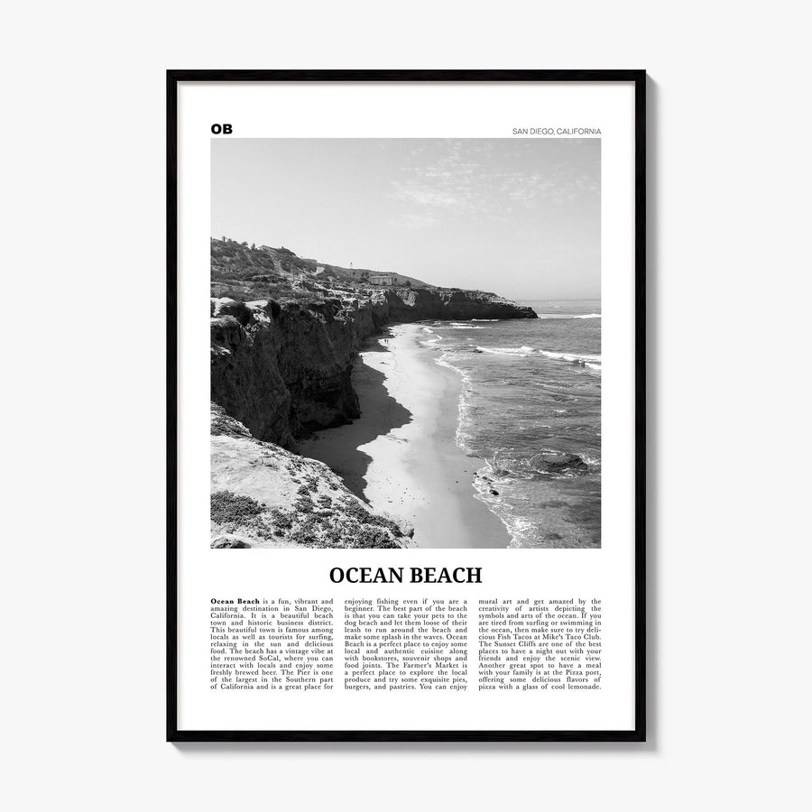 Ocean Beach Newspaper Poster, framed poster mockup