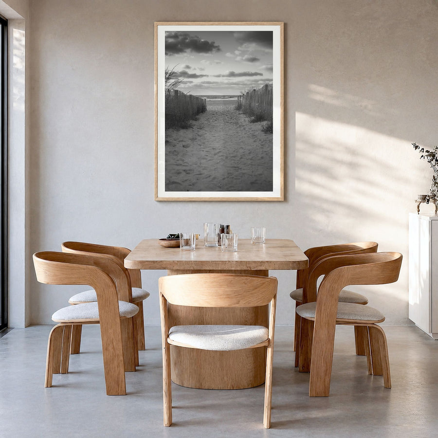 Ocean City, Maryland Photo No 1 Poster in a natural wood frame, hanging in a dining room, white border