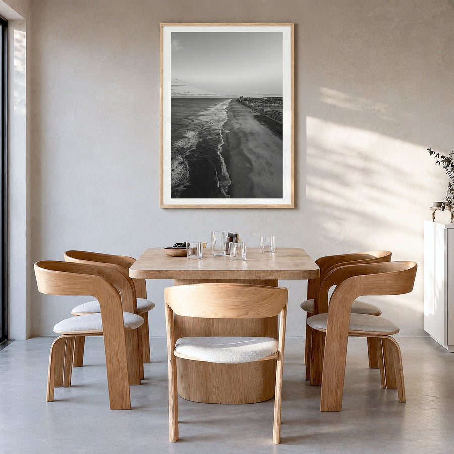 Ocean City, Maryland Photo No 2 Poster in a natural wood frame, hanging in a dining room, white border