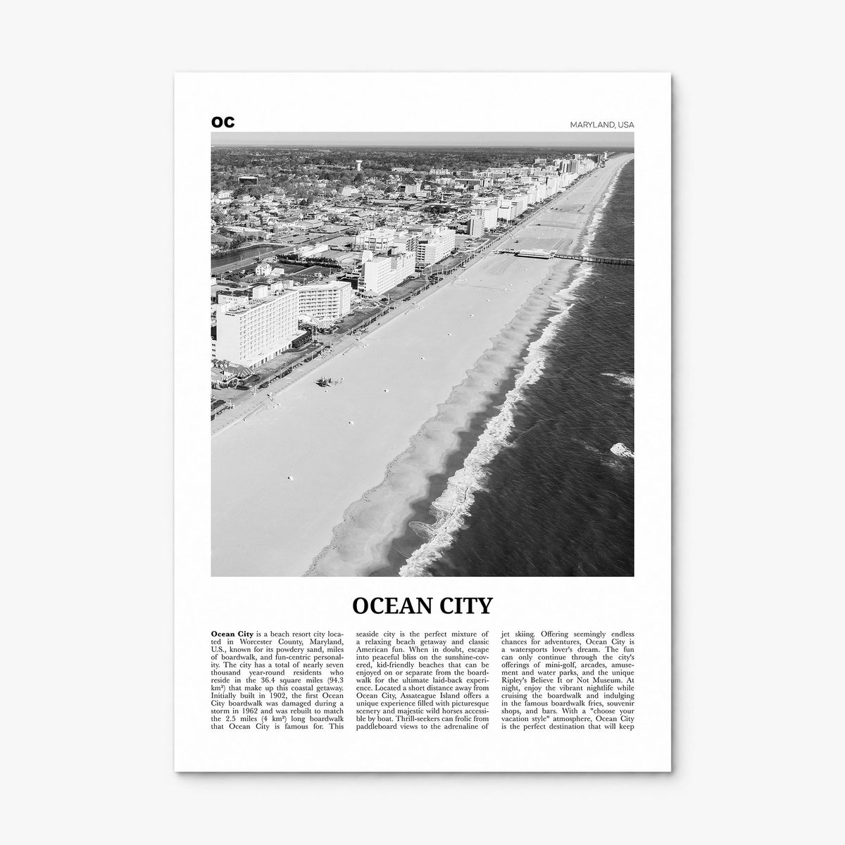 Ocean City, Maryland Newspaper Poster, print only (unframed)