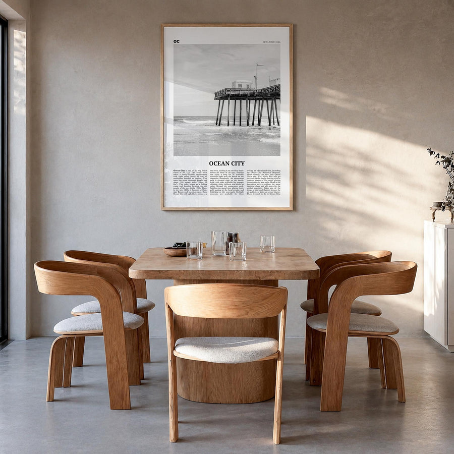 Ocean City, New Jersey no. 2 black & white newspaper poster of New Jersey, USA – vertical wall art in natural wood frame, han