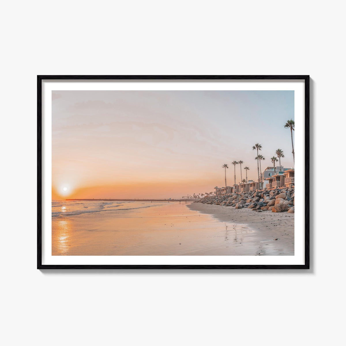 Oceanside colorful photo poster of California, USA – horizontal wall art, unframed print shown in interior mockup