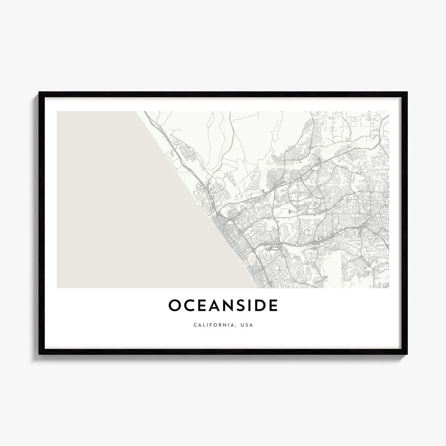 Oceanside Map Poster, framed poster mockup