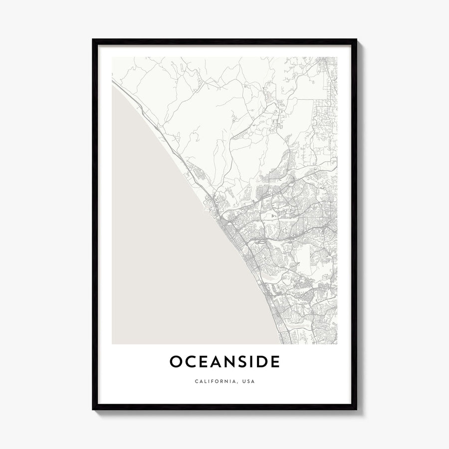 Oceanside Map Poster, framed poster mockup