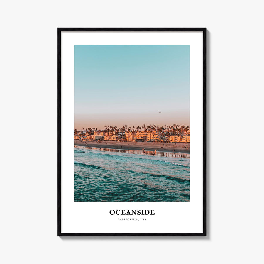 Oceanside no. 1 colorful classic poster of California, USA – vertical wall art, unframed print shown in interior mockup