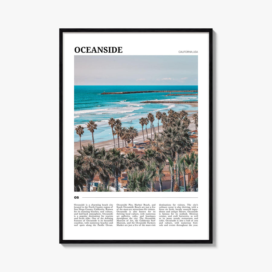 Oceanside no. 2 colorful travel poster of California, USA – vertical wall art, unframed print shown in interior mockup