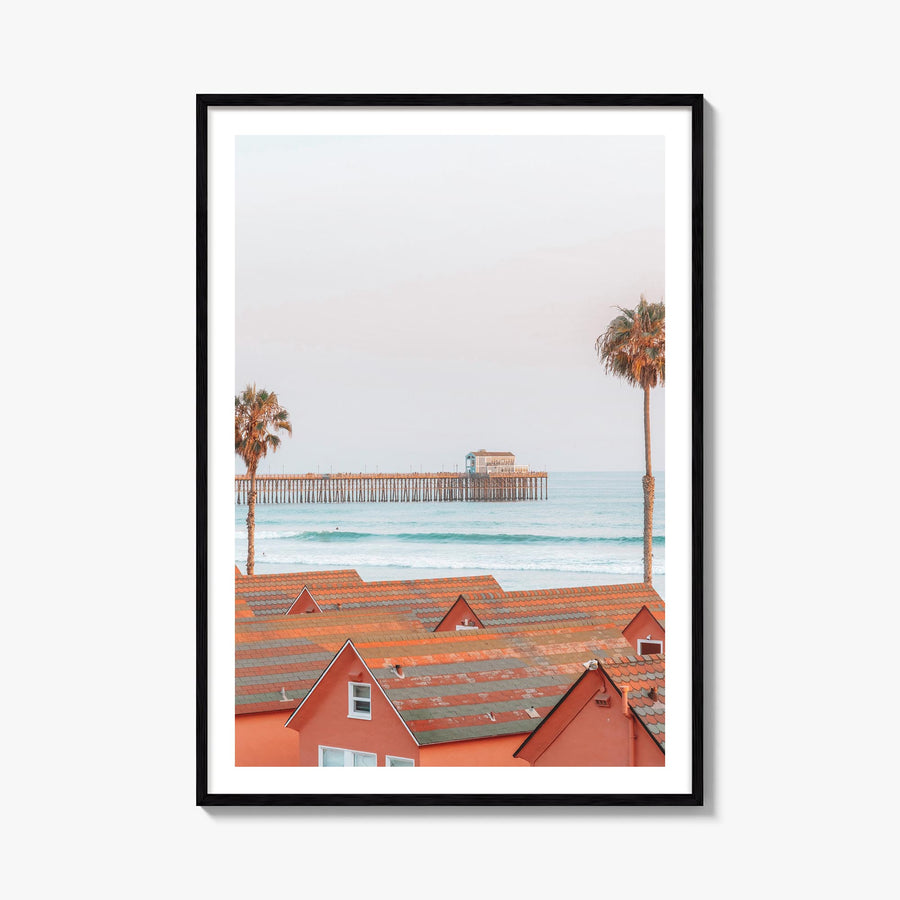 Oceanside no. 3 colorful photo poster of California, USA – vertical wall art, unframed print shown in interior mockup