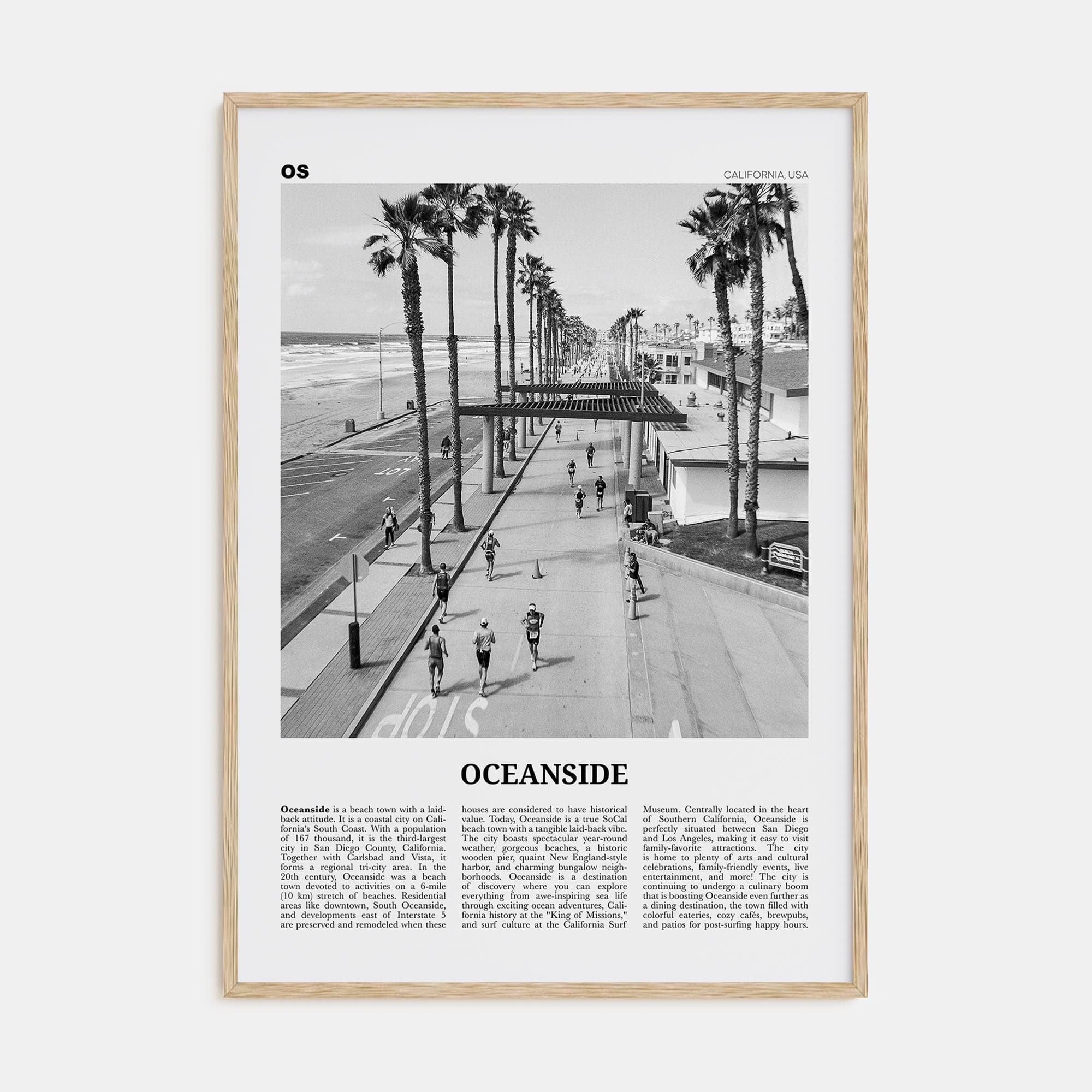 Oceanside No 3 Poster Natural Wood / 8x12 in Nbourhood Travel B&W Poster